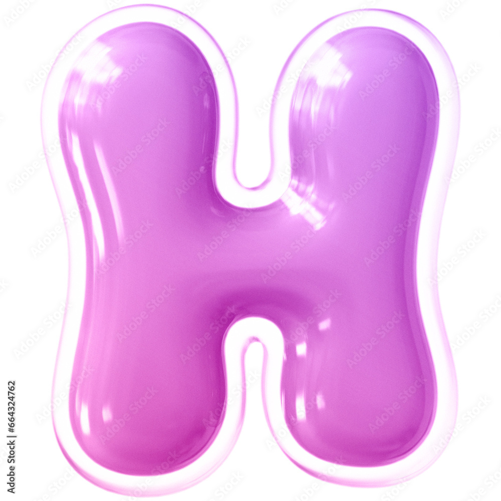 Fototapeta premium Pink Letter H Font Bubble