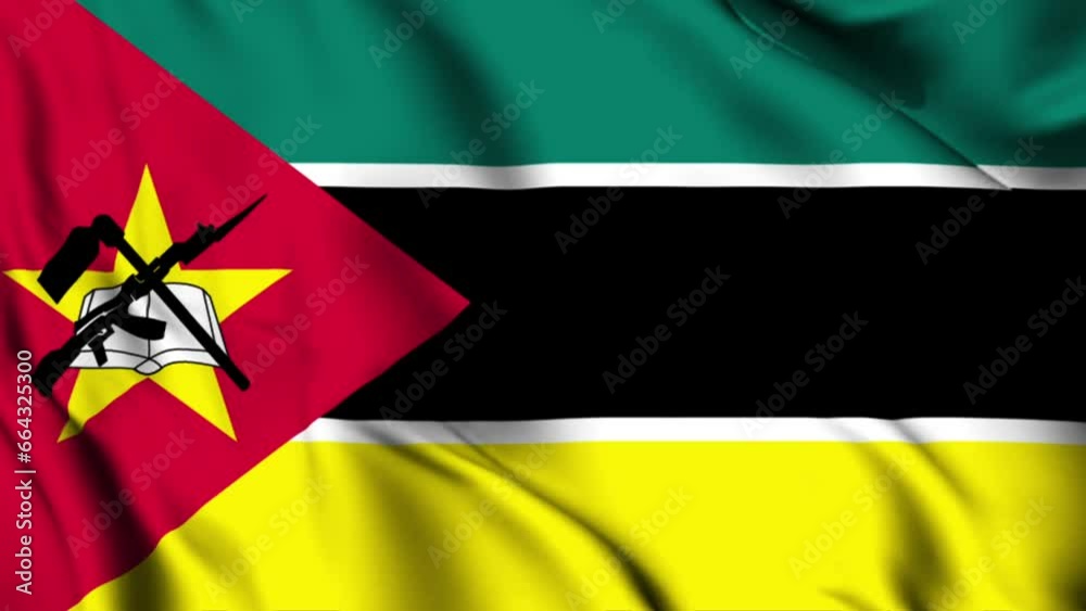Mozambique waving flag 4K animation video. Mozambique waving flag seamless looping animation