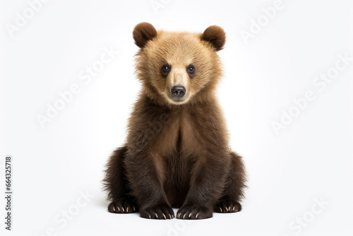 Baby brown bear on a white background