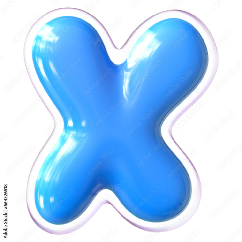 Obraz premium Blue Letter X Font Bubble