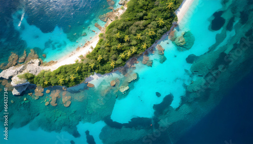 Bird's-eye perspective of a Caribbean island