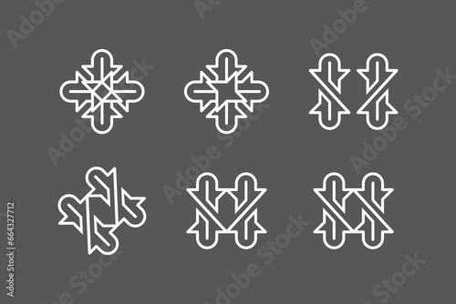 Set S is formed from two opposing arrows. Ambigram, Outline, Unique and elegant.