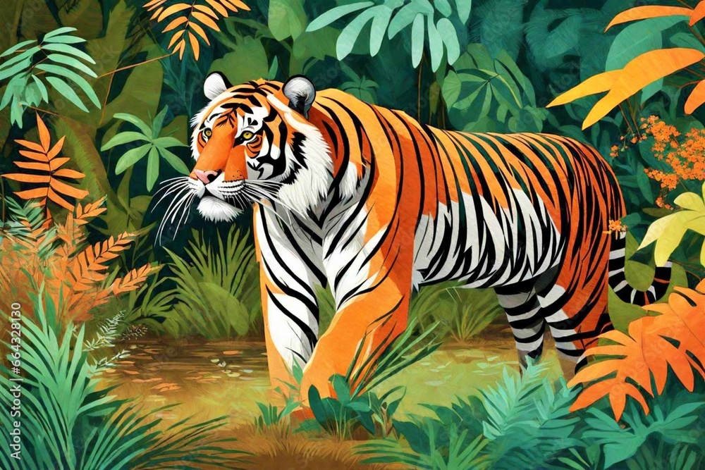 Naklejka premium tiger in the jungle