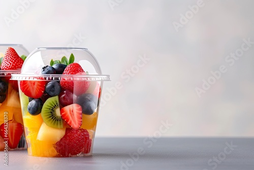 Fresh fruit salad to go with copy space. © FurkanAli