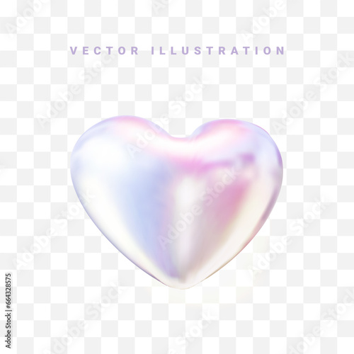 Holographic metal heart chrome 3D object