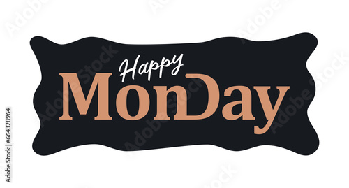 Happy Monday hand drawn lettering. Modern brush calligraphy design for card, poster, social media post, photo overlay. Vector illustration