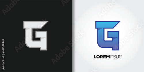 blue modern letter g logo