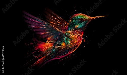 hummingbird logo with multiple colors flying through the air.. © FurkanAli