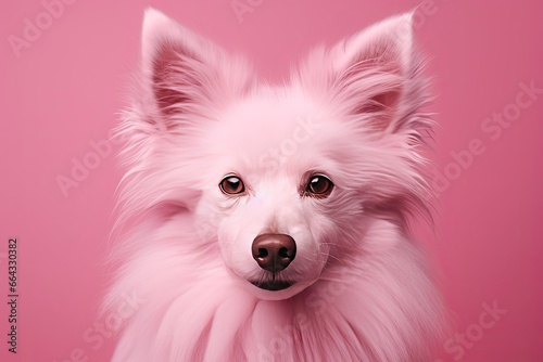 Pink colored dog on Pink Background. © FurkanAli