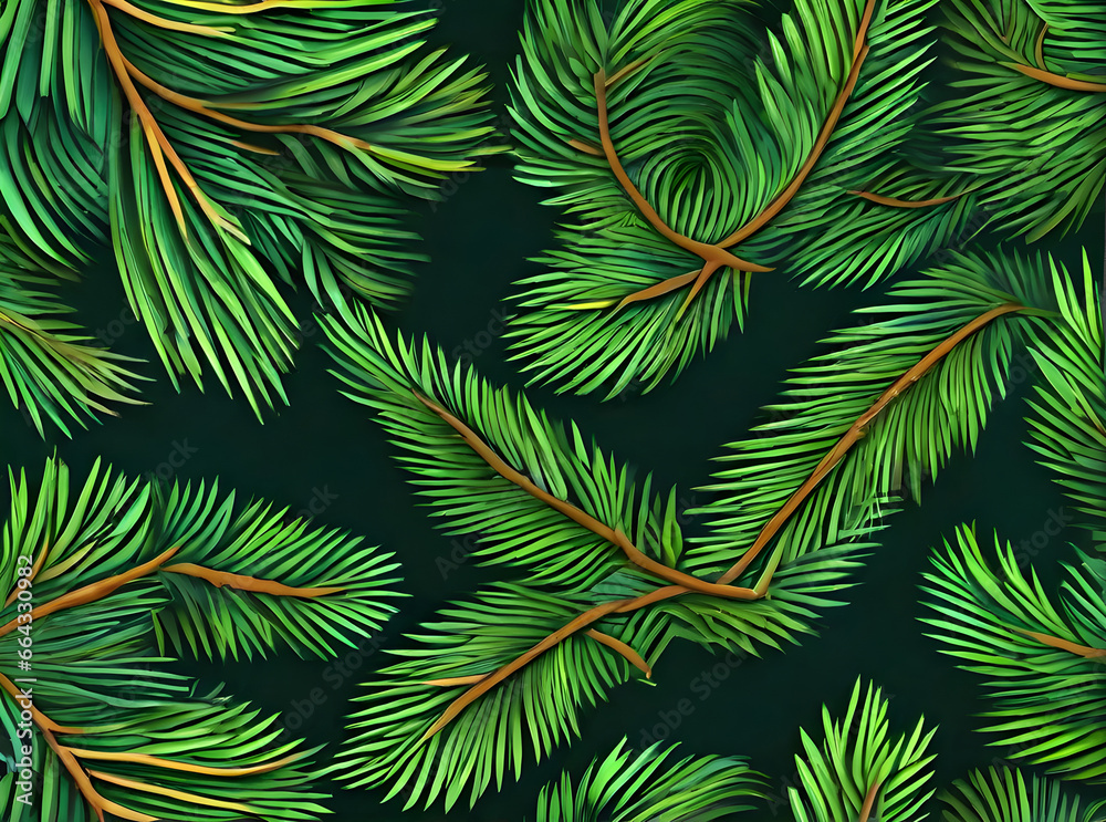 Fir branch painted background papercut style Kodachrome. Fir branch painted background papercut style Kodachrome.