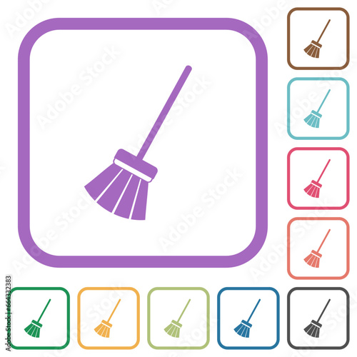 Old broom simple icons
