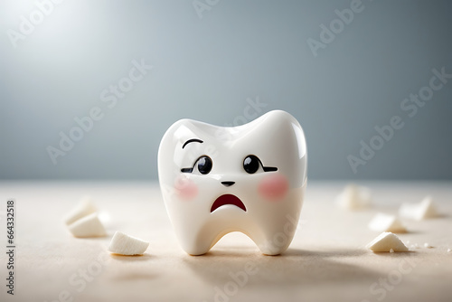 Sad Tooth with Broken Pieces photo
