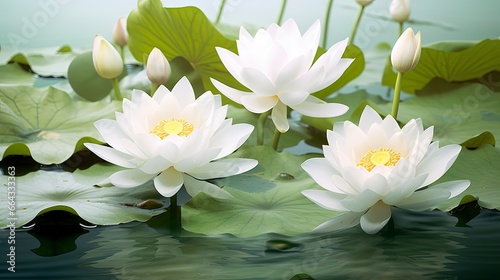 White Lotus Flower in water.