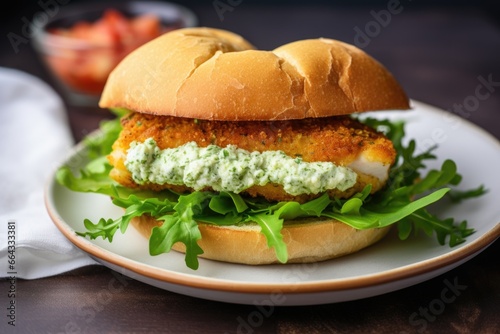 fish sandwich on a plate, for lent