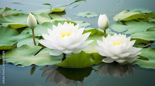 White Lotus Flower in water.