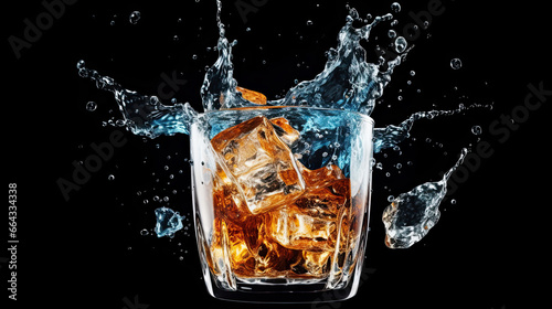 glass of whiskey on a black background,