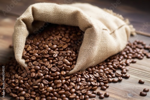 certified fair trade coffee beans in a burlap bag © Alfazet Chronicles