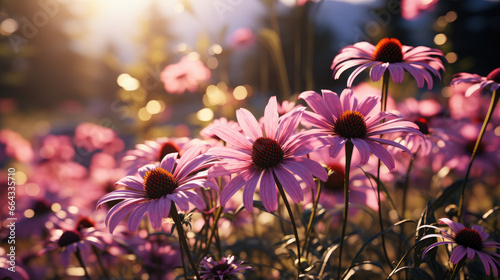 Meadow of Elegance: Purple Coneflower's Abundant Blossoms - Generative AI © FagegCreative