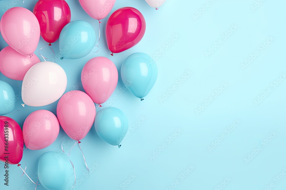Delightful party balloons in vibrant blue and pink, perfect for creating a fun and festive atmosphere