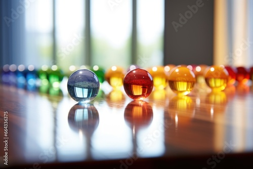 qigong balls on a glass table