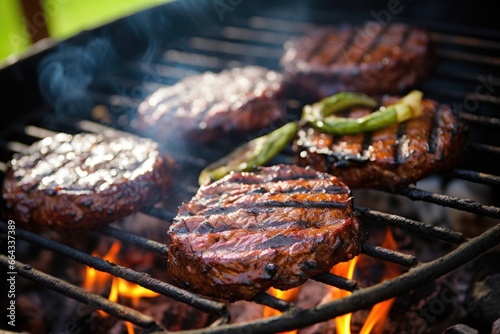 a close-up image of grilled vegan burgers