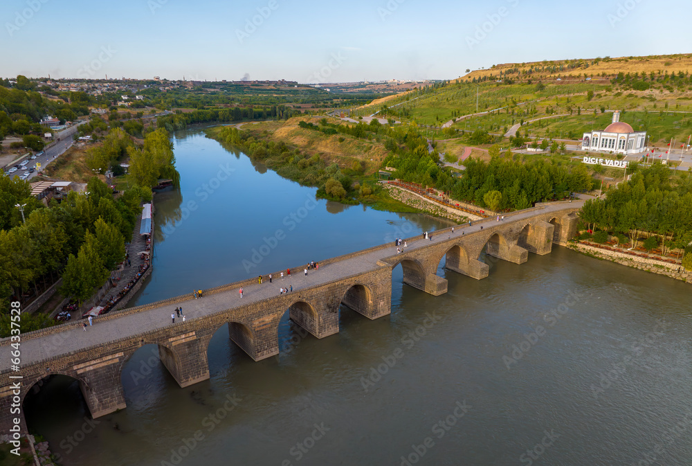 Fototapeta premium Historic ten-eyed bridge view (on gozlu kopru)