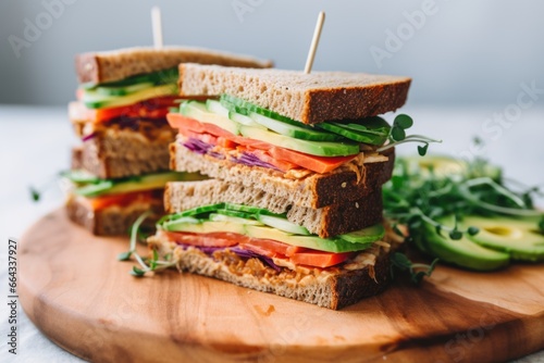 vegan sandwich with plant-based deli slices