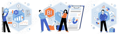 Business intelligence. Vector illustration People are at heart successful organizations Design influences user experiences and product appeal Information is valuable resource for decision-making