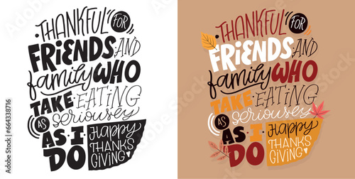 Bild auf Leinwand Lettering postcard about thanksgiving, blessing, grateful, thankful, pumpkin pie