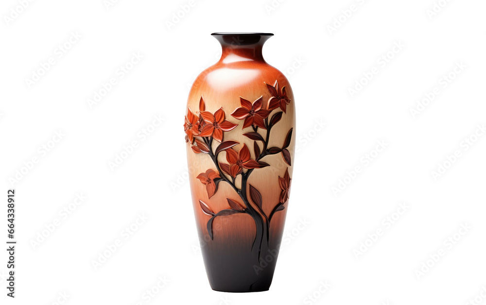 Decorative Tall Vase Design on Transparent Background