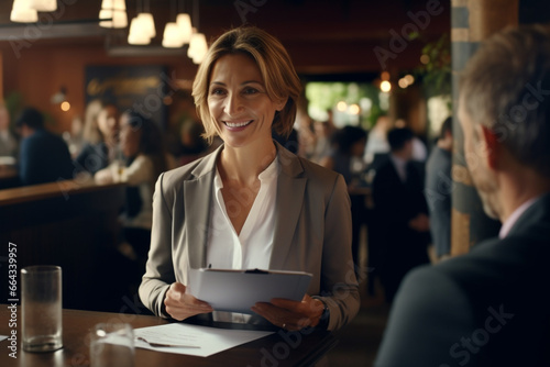 A mature businesswoman having virtual meeting