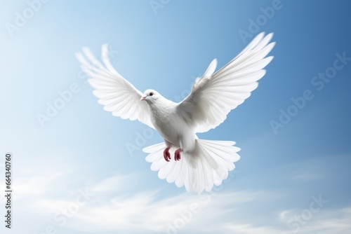 White Pigeon, White dove in the sky Background. © inthasone