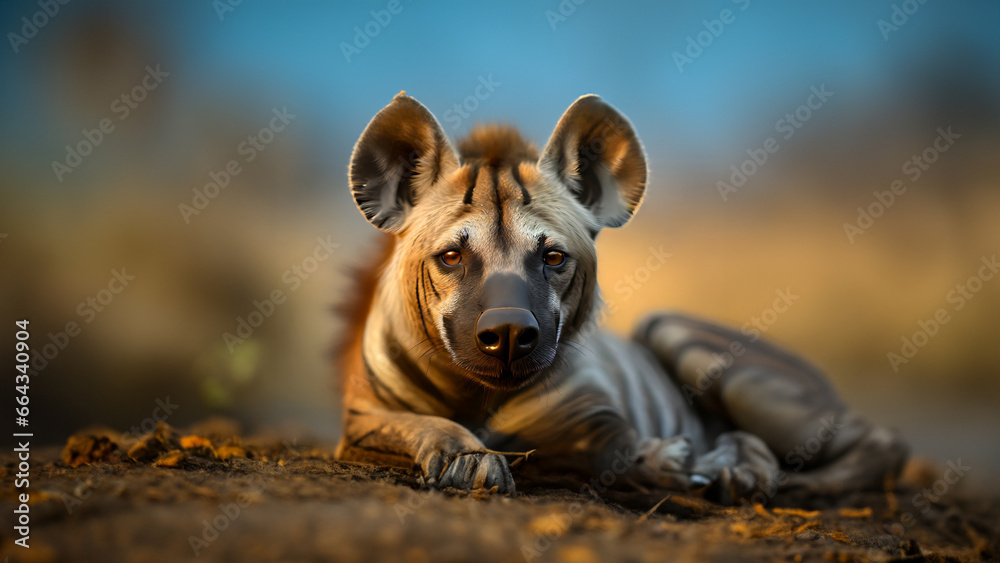 Fototapeta premium close-up shot of wild animals in golden hour.