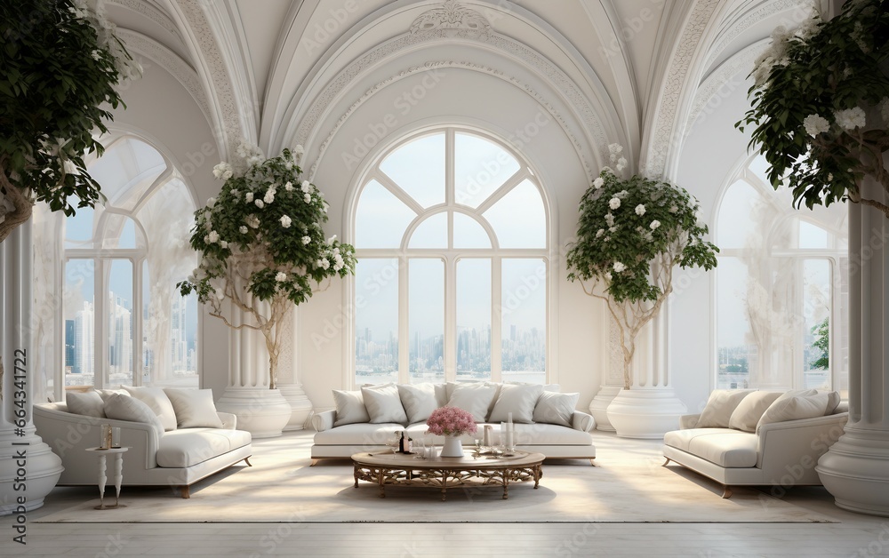 Visual of a White Room Adorned with Windows