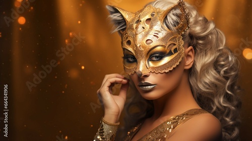 fantasy goddess in tiger cheetah golden mask