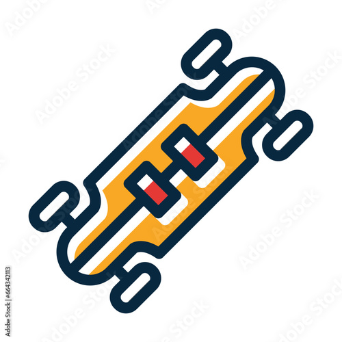 Longboard Vector Thick Line Filled Dark Colors