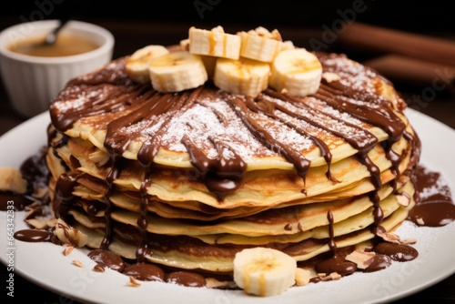 pancake covered with nutella and bananas