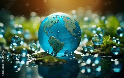 Globe Adorned, Water Droplets Creating a Serene Surrounding