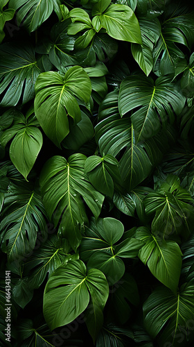 Green fresh palm leaves