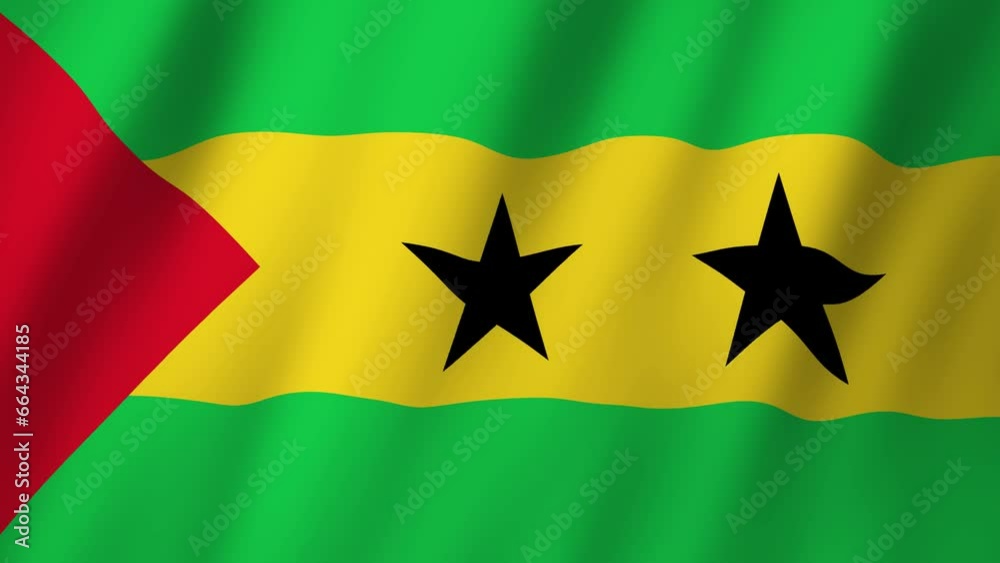 Sao Tome and Principe Flag. National 3d Sao Tome and Principe flag waving. Flag of Sao Tome and Principe footage video waving in wind. Flag of Sao Tome and Principe 4K Animation Sao Tome and Principe Flag. National 3d Sao Tome and Principe flag waving. Flag of Sao Tome and Principe footage video waving in wind. Flag of Sao Tome and Principe 4K Animation
