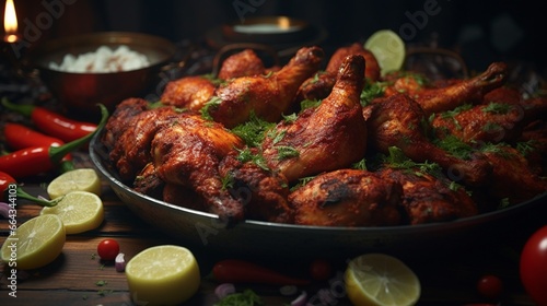 Among the spiciest non-vegetarian foods is tandoori chicken. photo
