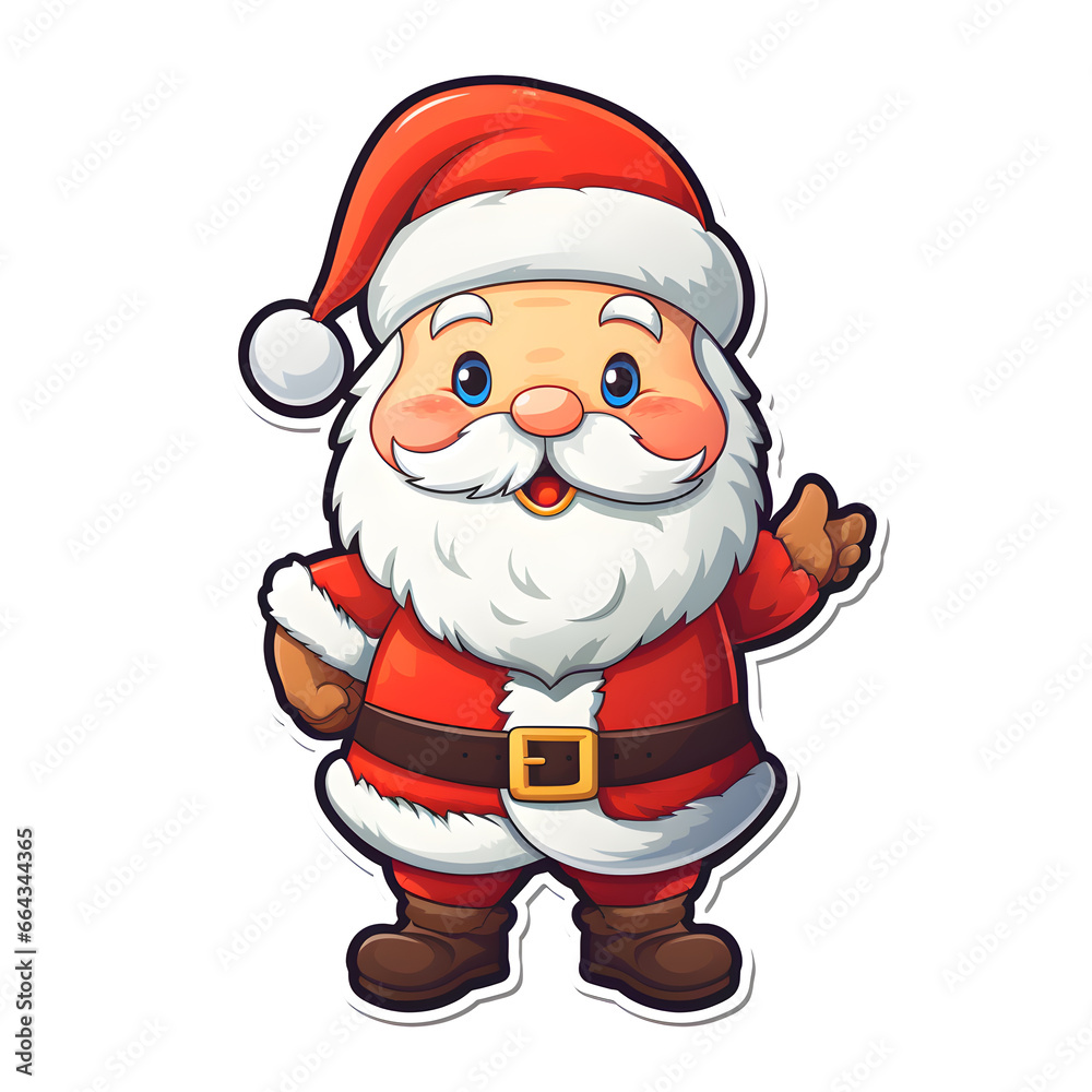 Sticker Santa Claus cartoon desing white background. Christmas and New Year concept. Generative Ai. Sticker Santa Claus cartoon desing white background. Christmas and New Year concept. Generative Ai.