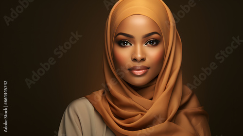 Portrait of beautiful woman in hijab photo