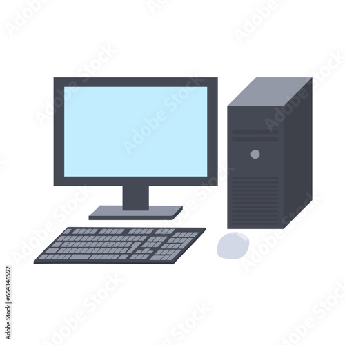 デスクトップパソコン。フラットなベクターイラスト。 A desktop PC. Flat designed vector illustration.	