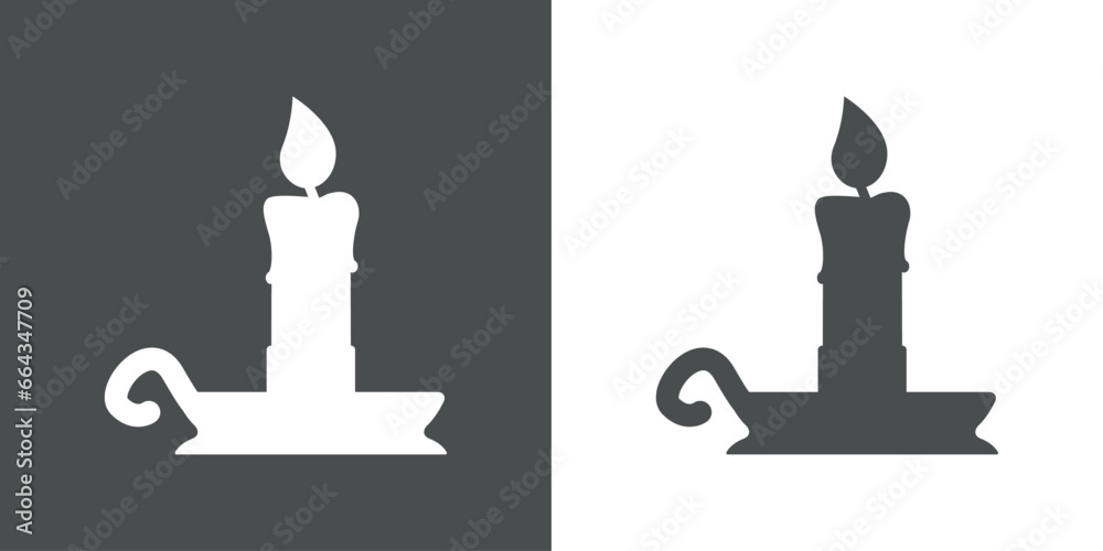 Tiempo de Navidad. Logo con silueta de vela de cera encendida en candelero para su uso en invitaciones y felicitaciones Tiempo de Navidad. Logo con silueta de vela de cera encendida en candelero para su uso en invitaciones y felicitaciones