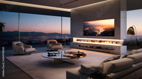 The modern luxury of a high-rise penthouse apartment with a stunning view of the city skyline © Matthew