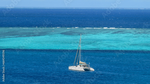 Exclusive catamaran on the waters of a Fijian island