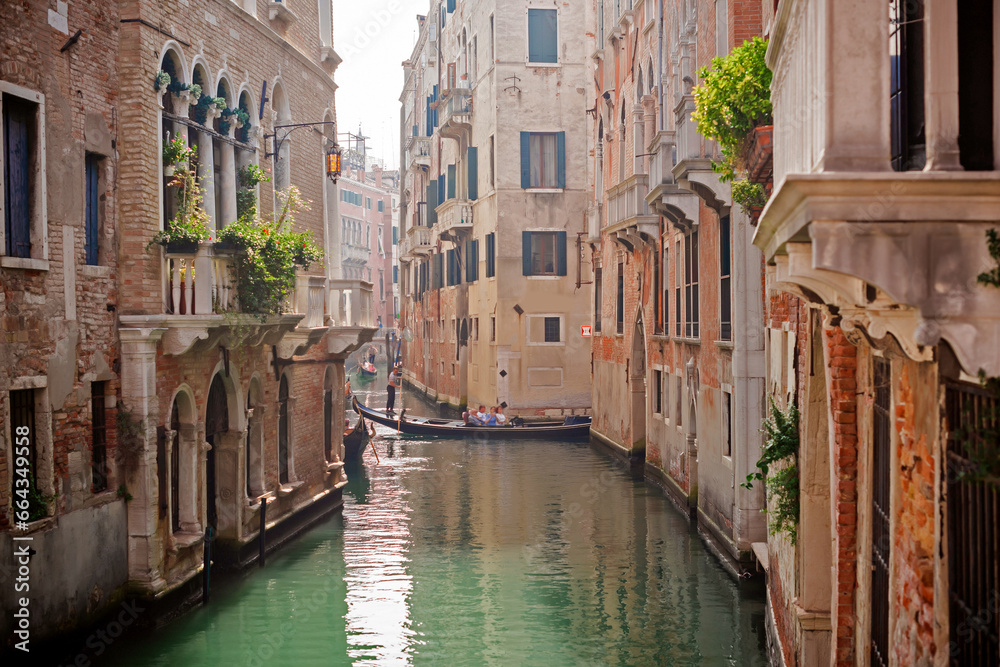 Landscape of Venice views, concept of vacation in Italy. Old part of city center. Ideas for journey.	