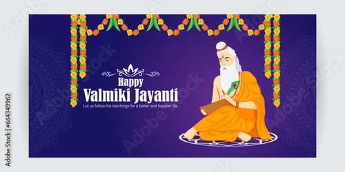 Vector illustration of Happy Valmiki Jayanti social media feed template © NAVIN