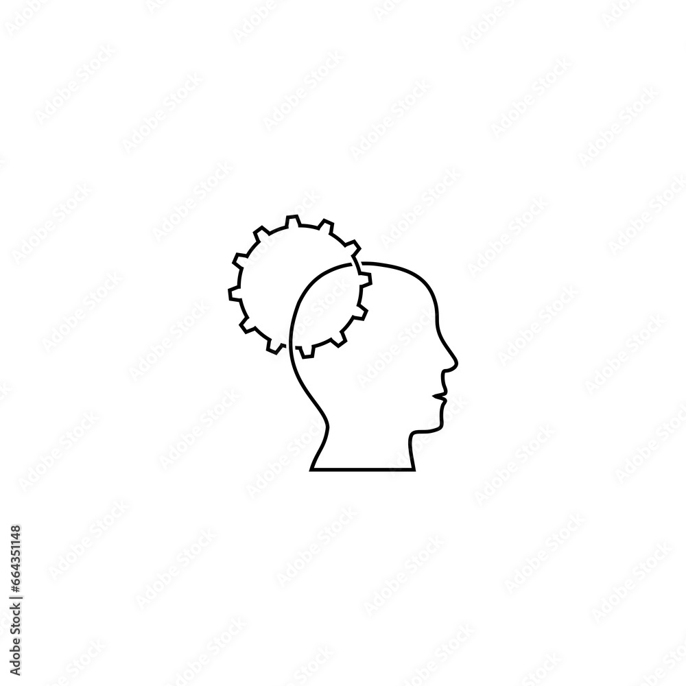 Gears in head line logo icon isolated on transparent background Gears in head line logo icon isolated on transparent background